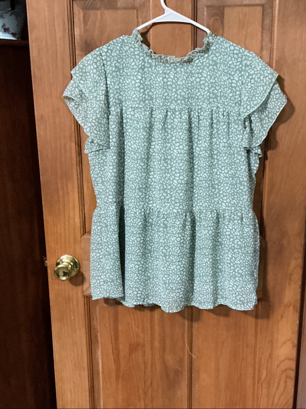 Sage Green Ruffle-Tiered Floral Tunic